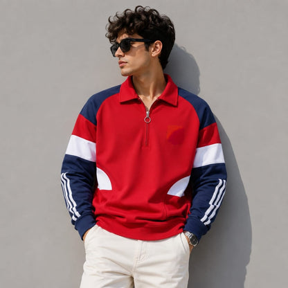 Men's korean Collar printed premium old money Zipper Full sleeve tshirts@249 (Fabric Reference – Please Read Description)