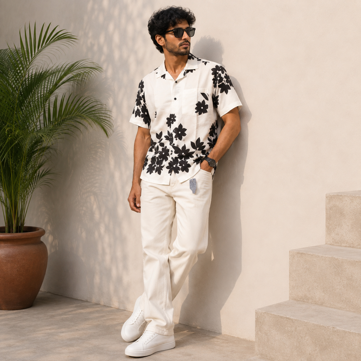 2-in-1 Combo | Cuban Collar Viscose Printed Shirt + Plain Mom Fit Jeans | ₹550 Online