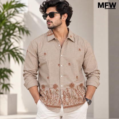 Men's Full sleeve Lenin Bottom Embroidery Shirts single pcs @350 and Buy 3 pc combo @999