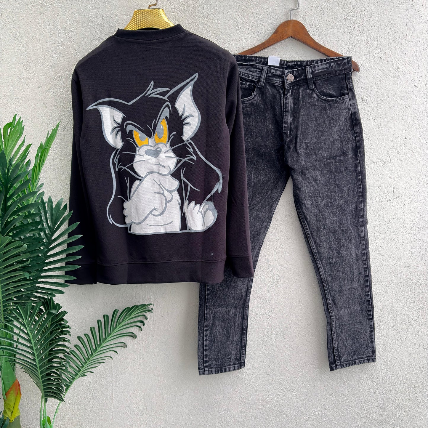 2 in 1 combo Full sleeve Printed tshirt + mom fit jeans combo @499 only