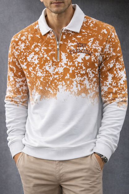 Men's Double shade korean Collar premium old money Zipper Full sleeve tshirts@249