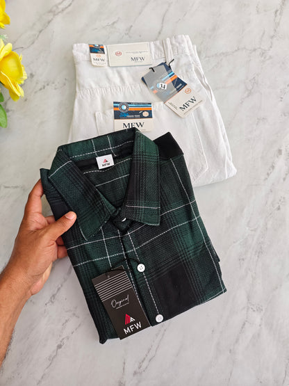 2 in 1 combo MFW checked shirts + mom fit jeans pant buy @600 rs only