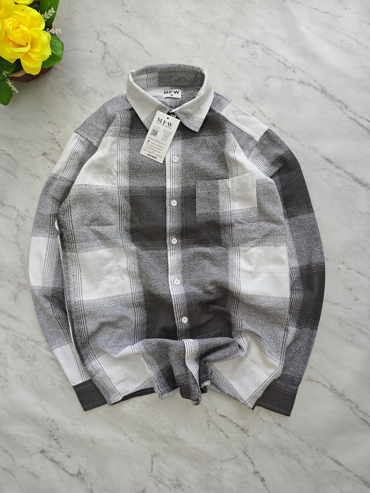 MFW baggy type Viral checked full sleeve shirts Single pcs @299 and Buy 4 pcs combo @999 (Grey) [New]