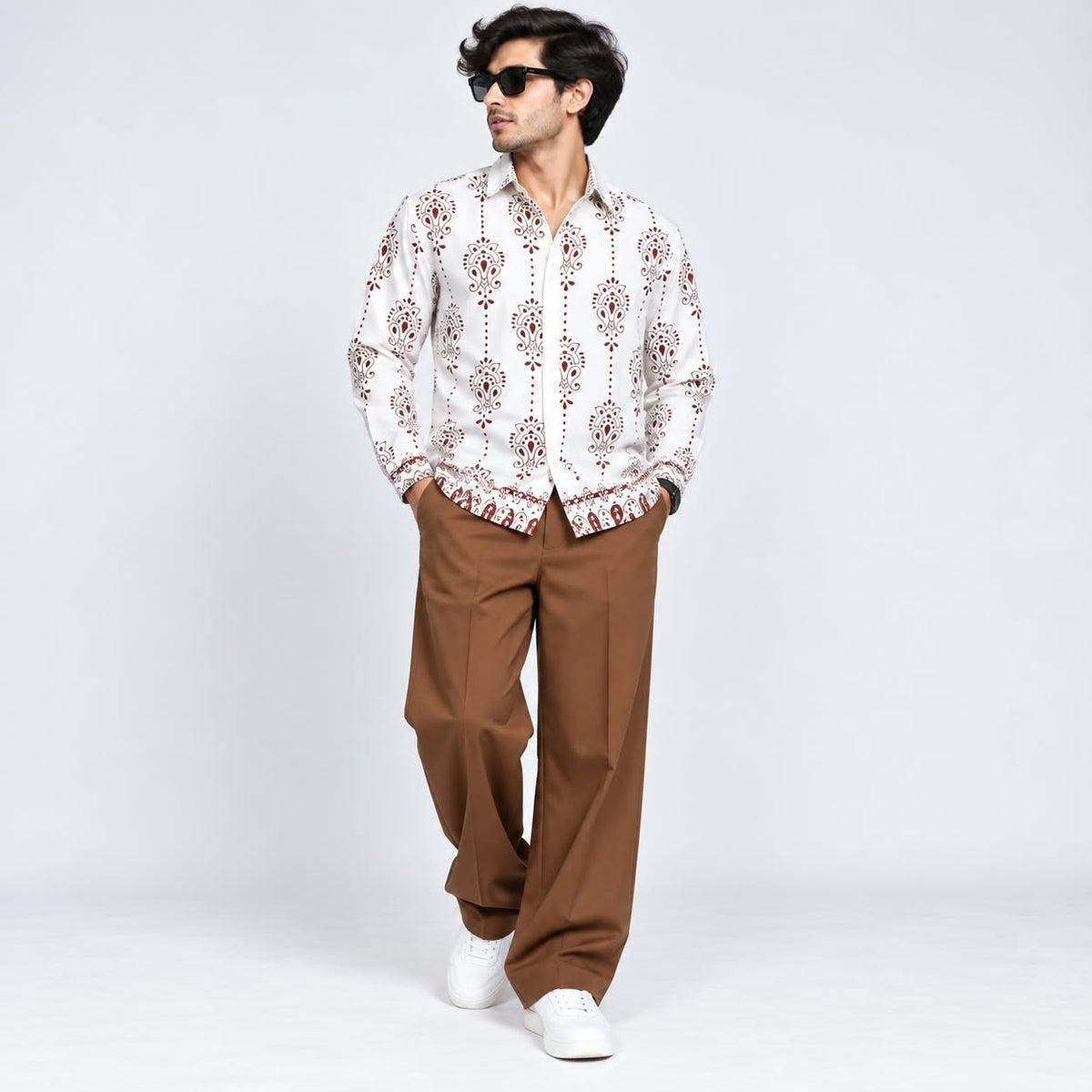 2 in 1 combo viscose bottom printed shirts + korean baggy pant buy @600 rs only