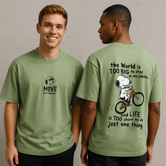 Move design Round neck Front and back Printed droup shoulder Tshirt 1 pc @199 and 3 pcs @ 499