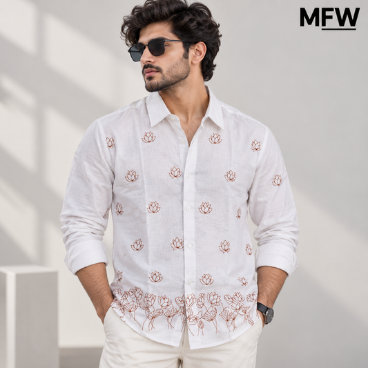 Men's Full sleeve Lenin Bottom Embroidery Shirts single pcs @350 and Buy 3 pc combo @999