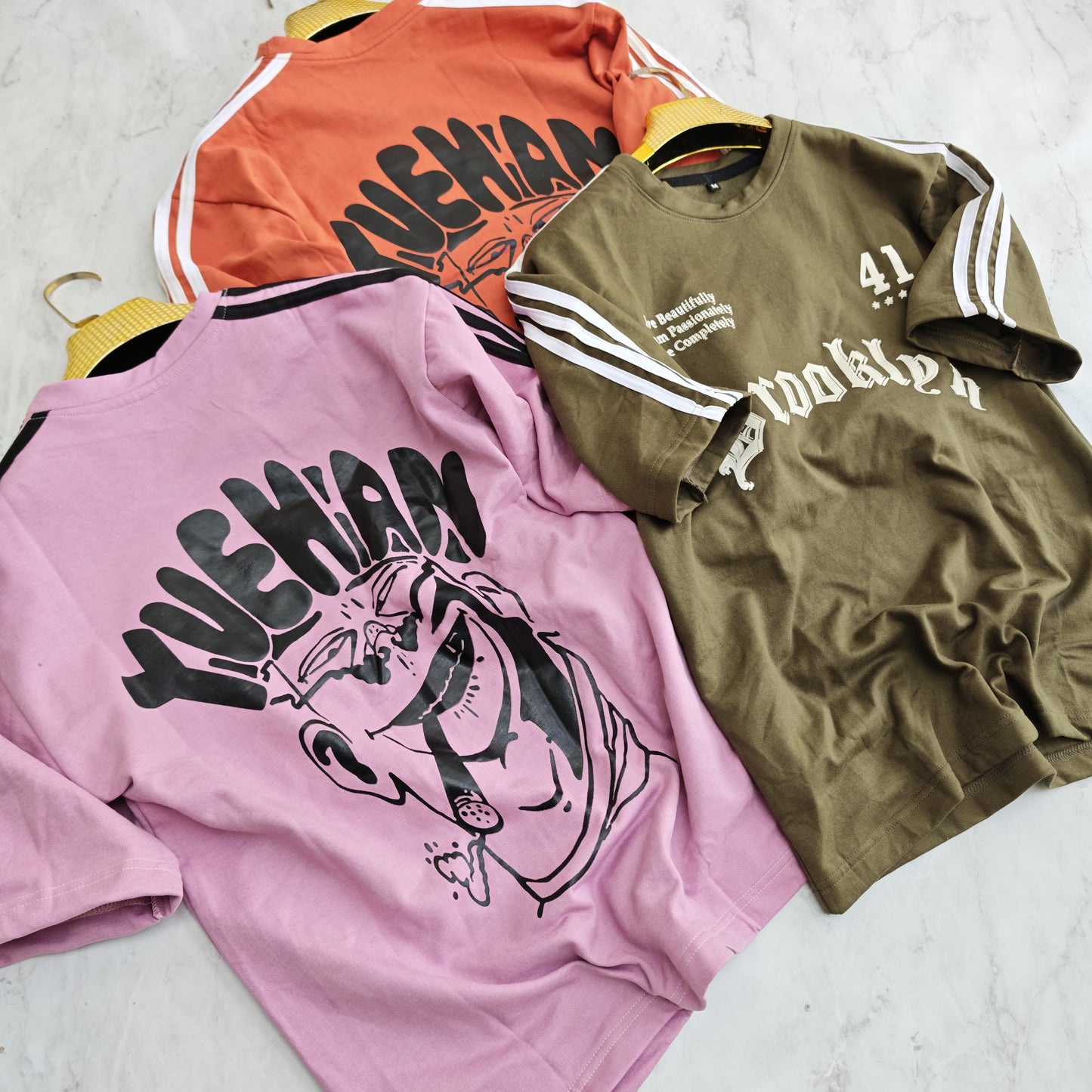 3 in 1 combo buy 3 pcs Random design Net folding Drop shoulder tshirt buy @500 only (Read Description)
