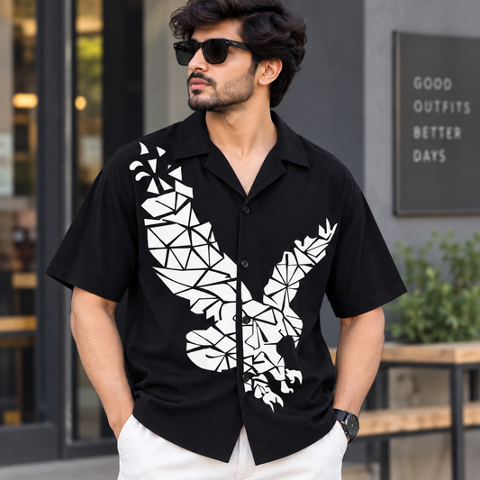 Cuban Collar Oversize Drop Shoulder Polo Designer printed Shirts buy @249