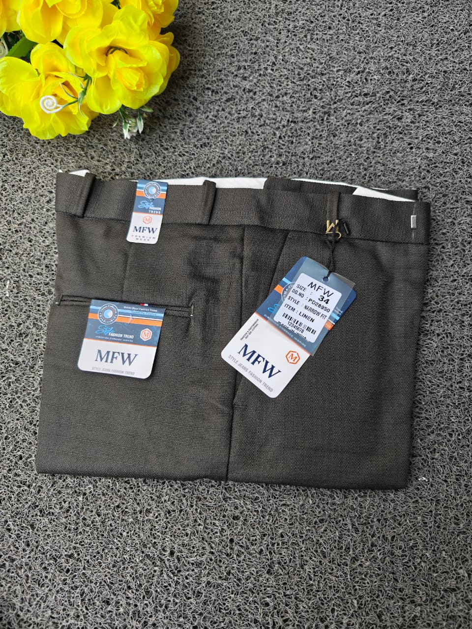 MFW Men's lenin textured polofit pants  buy 3 pant @ 1200 (dark green)