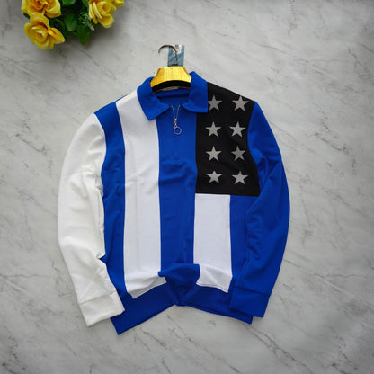 Men's korean Collar printed premium old money Zipper Full sleeve tshirts@249 (Fabric Reference – Please Read Description)