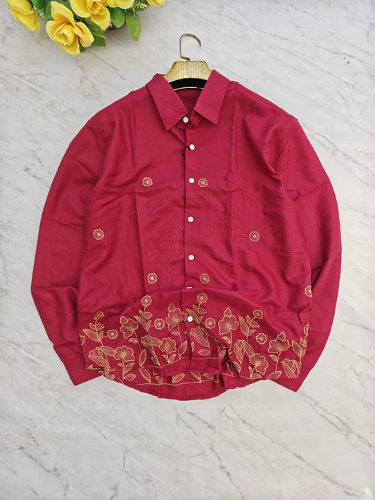Men's Full sleeve Lenin Bottom Embroidery Shirts single pcs @350 and Buy 3 pc combo @999