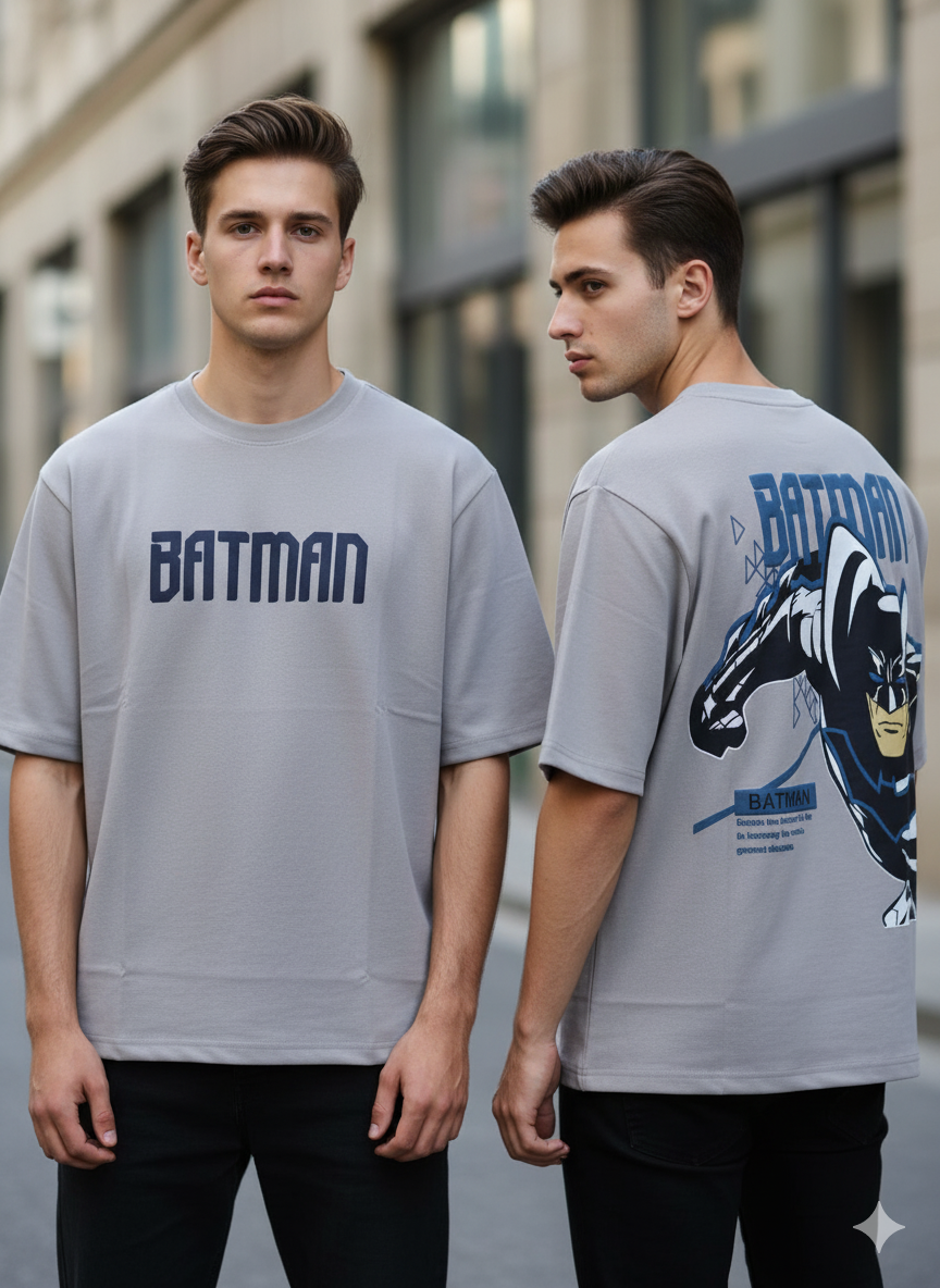 Batman design Round neck Front and back Printed droup shoulder Tshirt 1 pc @199 and 3 pcs @ 499