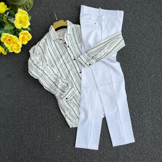 2 in 1 Combo zig zag netted fabric shirts+ polo fit pants buy @600