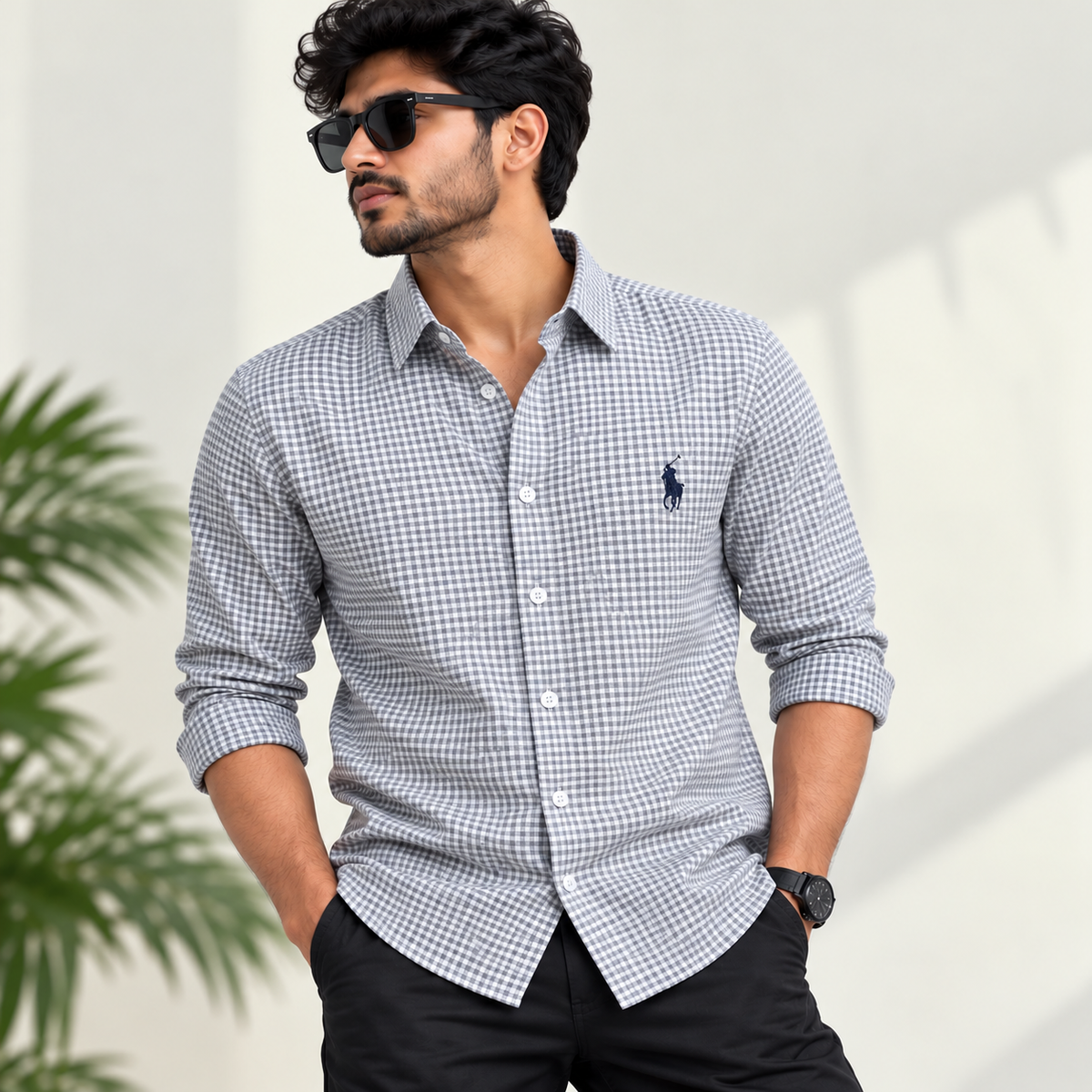 MFW Micro Checks Baggy shirts Single pcs @299 and Buy 4 pcs combo @999 (Ash grey)