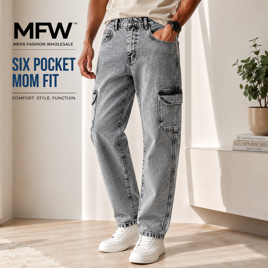 Men's 6 pocket mom fit jeans buy @350 rs only (Read description before ordering) [Grey shade]
