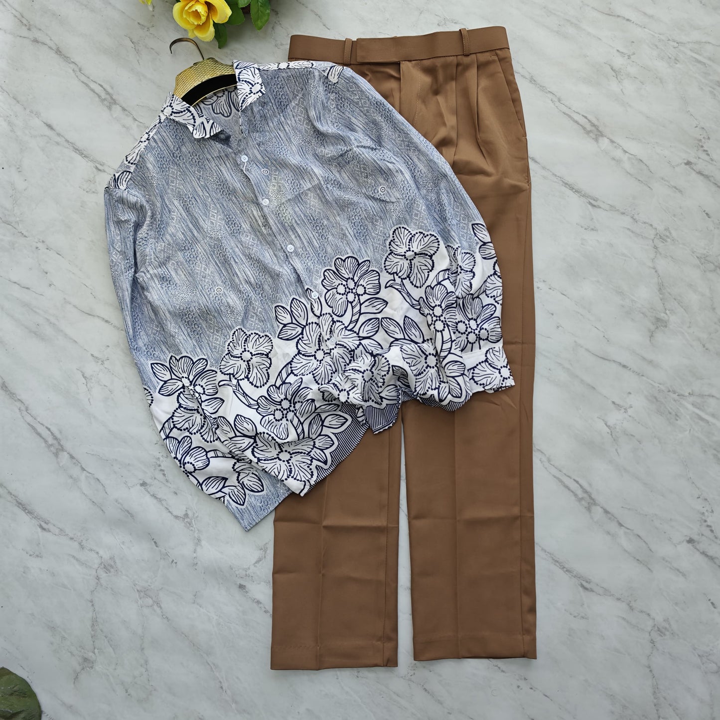 2 in 1 combo viscose Bottom printed shirts+ Korean baggy pants combo buy @600 rs only