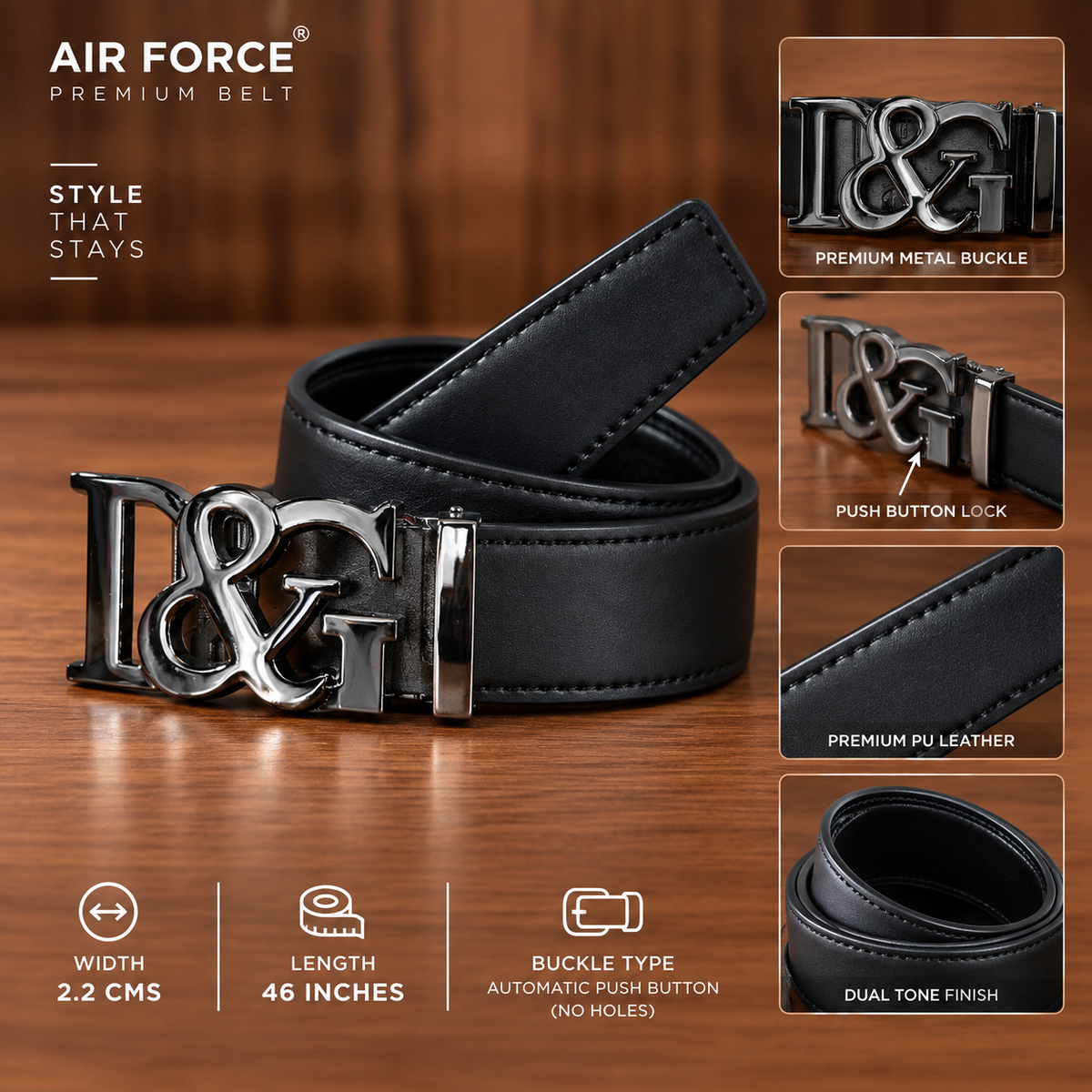 Mfw Premium Push button slim belt buy @200rs (OM-3)