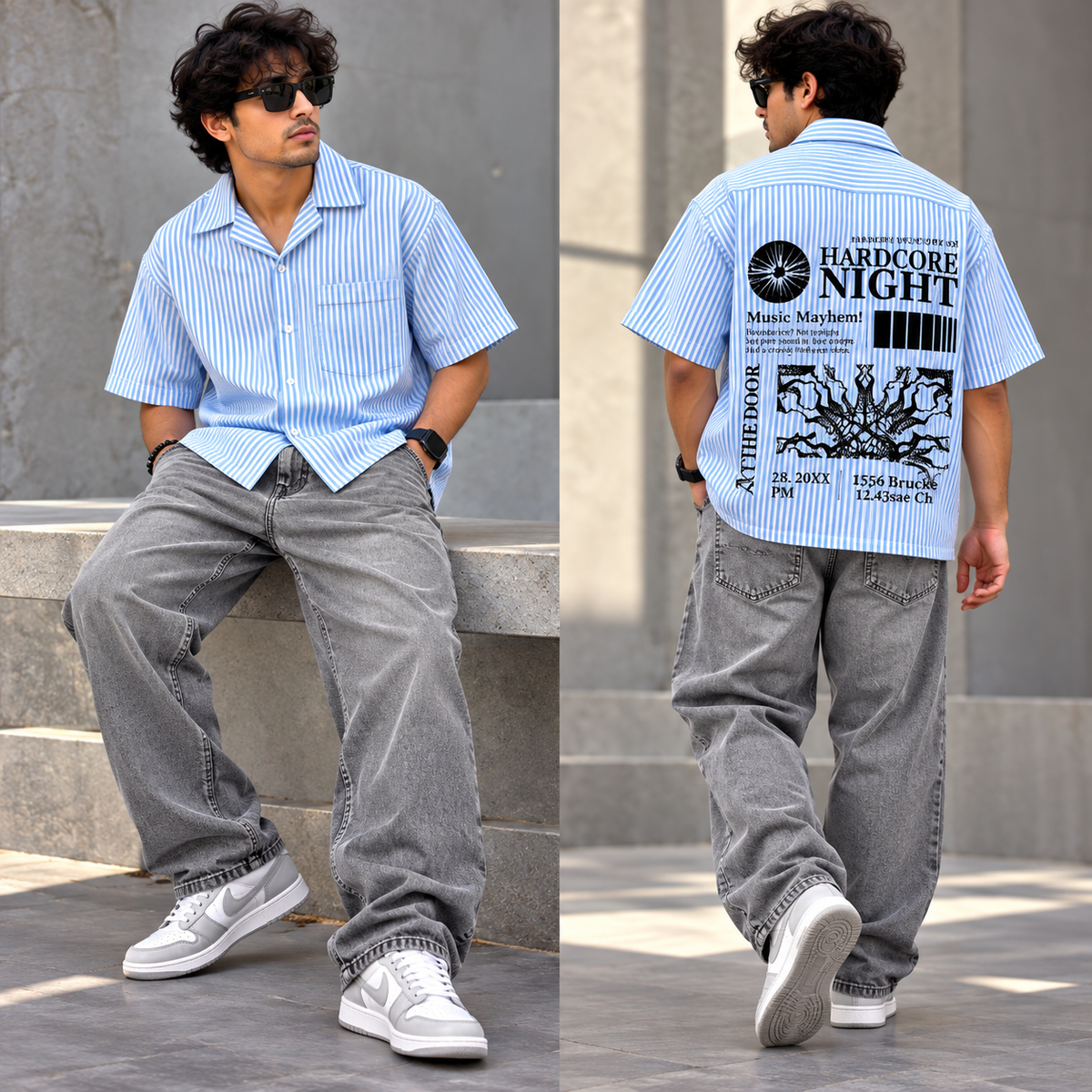 2 in 1 Combo Boxy baggy back printed shirts + Baggy jeans pant buy @600 rs