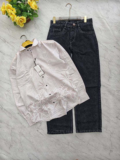 2 in 1 combo MFW Bottom printed shirts + Straight fit jeans pants buy @600 only