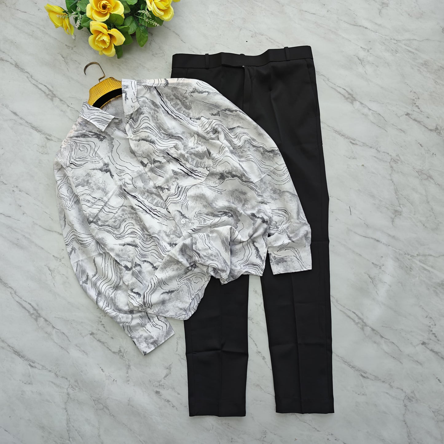 2 in 1 combo MFW viscose printed shirts + twill fabric polo fit pants combo buy @600 rs only