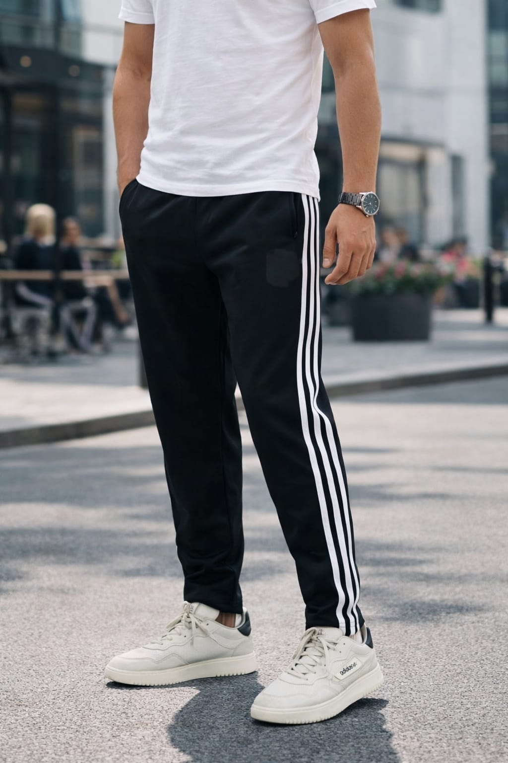 NS 3 Line paper track pants buy 3 pcs @499(Black normal fit)