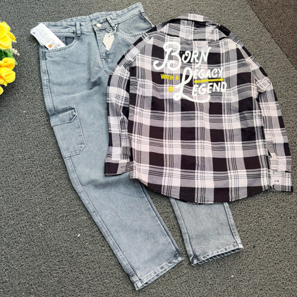 2 in 1 combo back Printed shirts + 6 pocket mom fit jeans buy @600 only