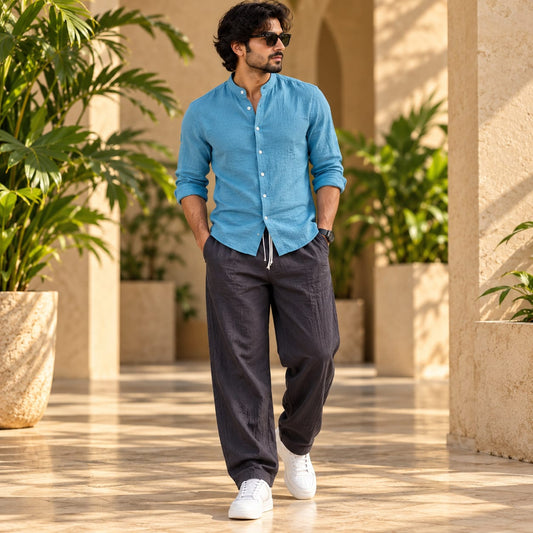 2 in 1 combo Chinese collar crush lenin shirts + lenin relax fit pant buy @600 rs only