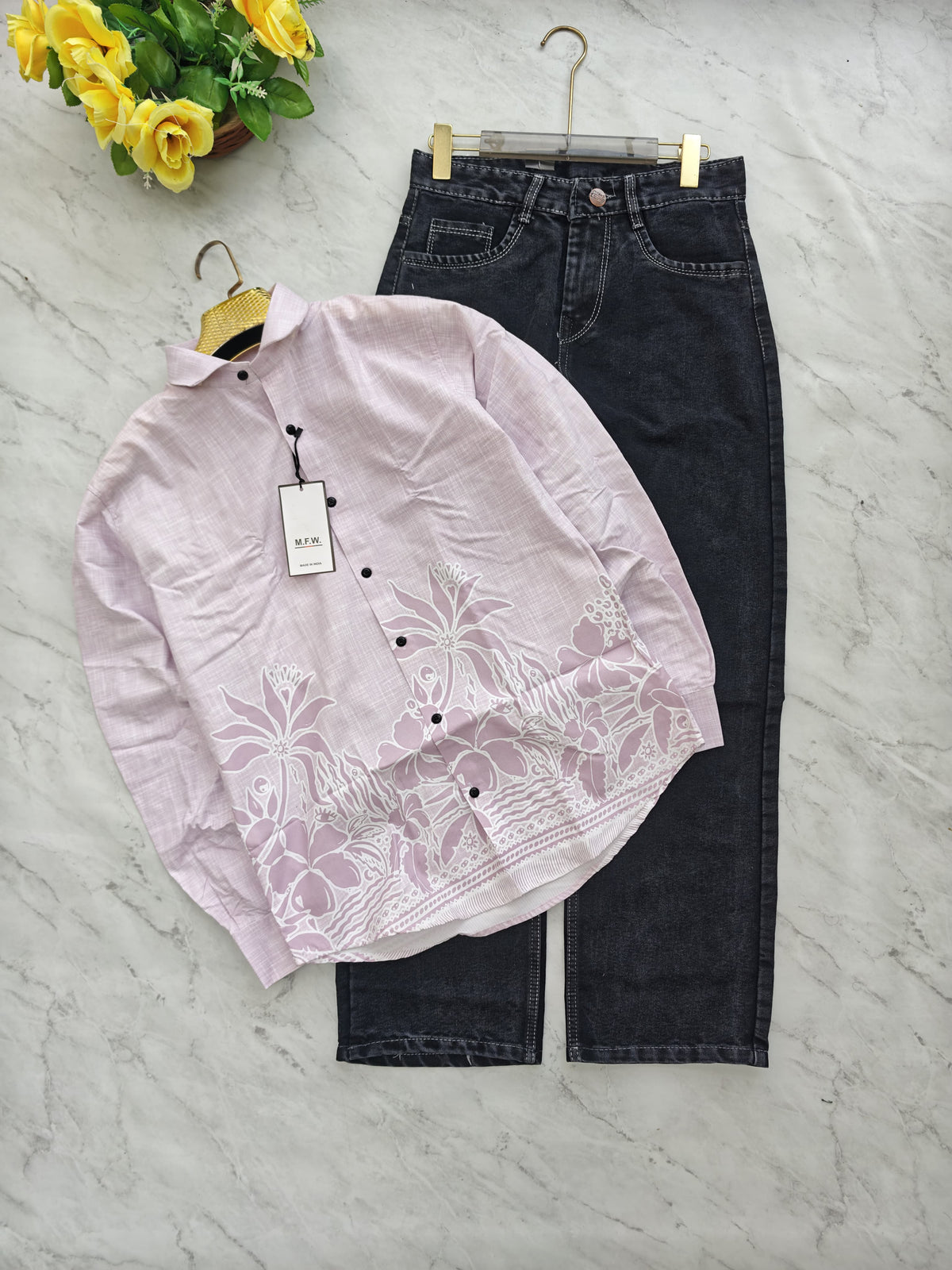 2 in 1 combo MFW Bottom printed shirts + Straight fit jeans pants buy @600 only