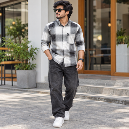 2 in 1 Combo MFW viral checked shirts + mom fit jeans pant buy @600 rs only