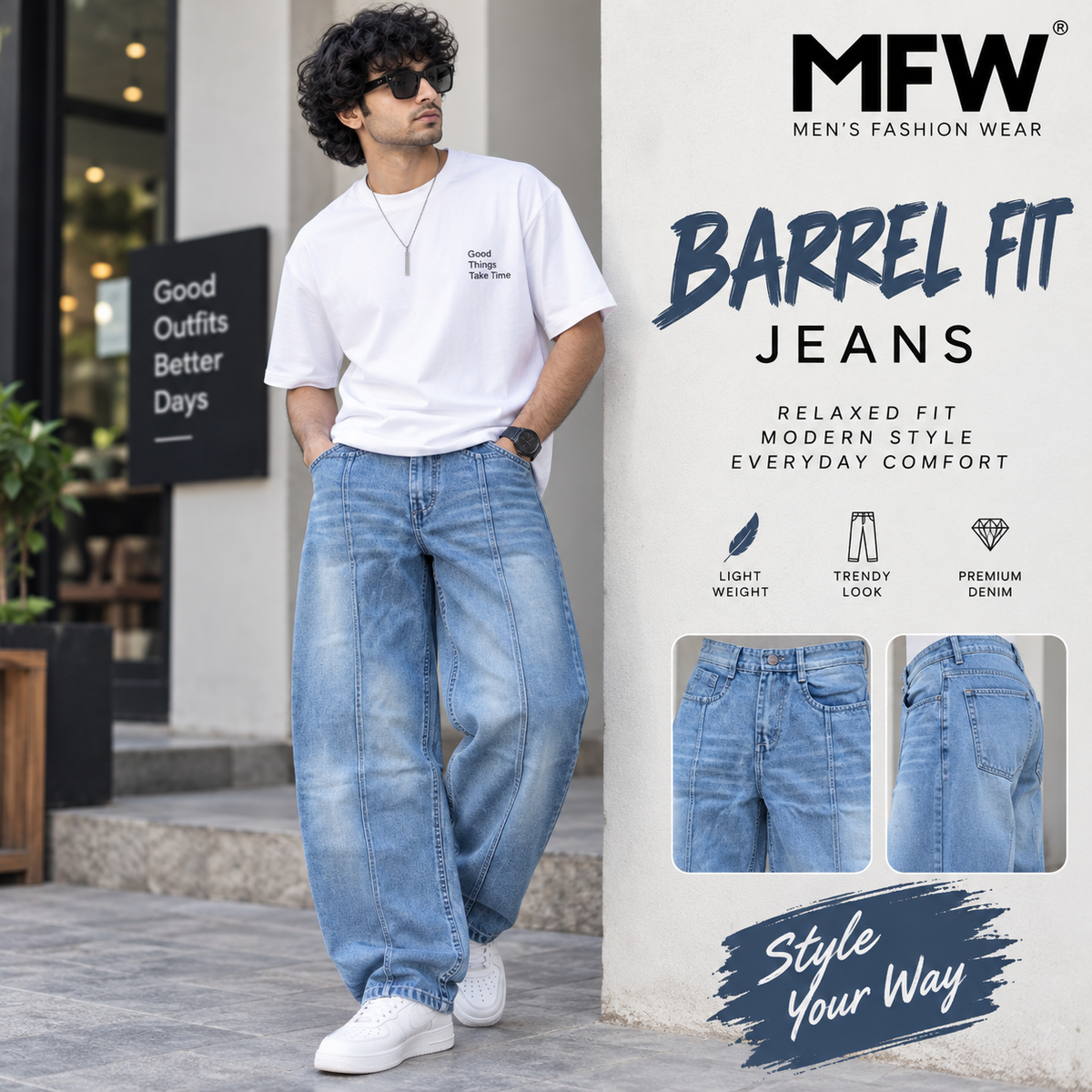 MFW Barrel Fit jeans pants buy @450 rs only[S1]