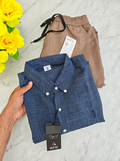 2 in 1 Combo MFW Lenin shirts + lenin relax fit pant buy @500 rs only