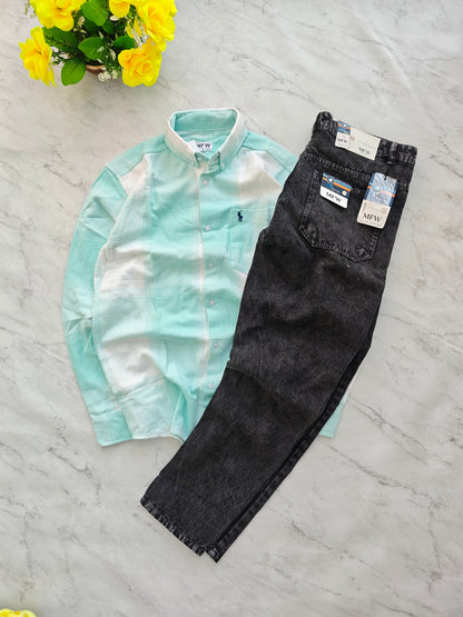 2 in 1 Combo MFW viral checked shirts + mom fit jeans pant buy @600 rs only