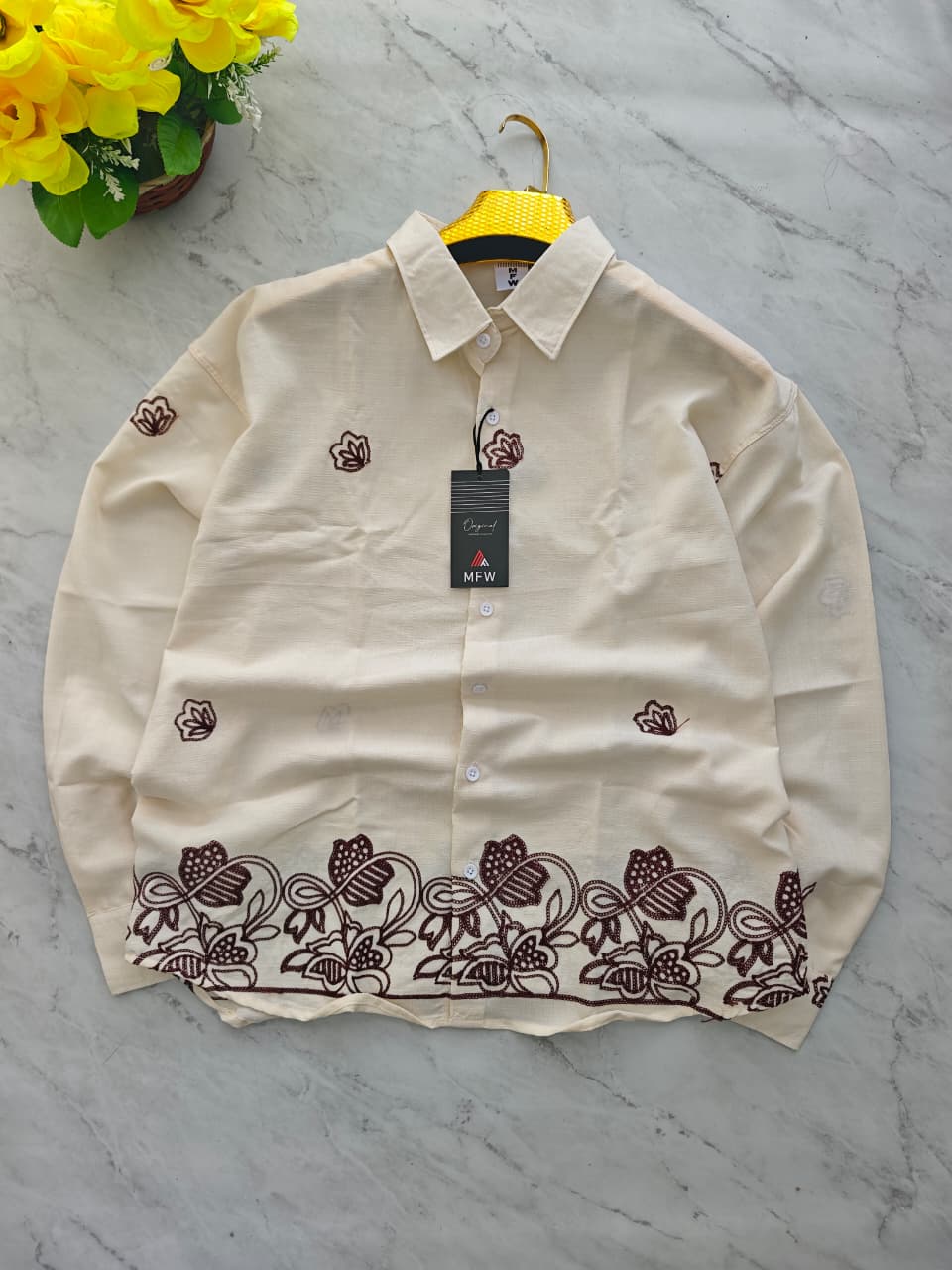 Men's Full sleeve lenin  Bottom Embroidery Shirts single pcs @350 and Buy 3 pc combo @999[D2]
