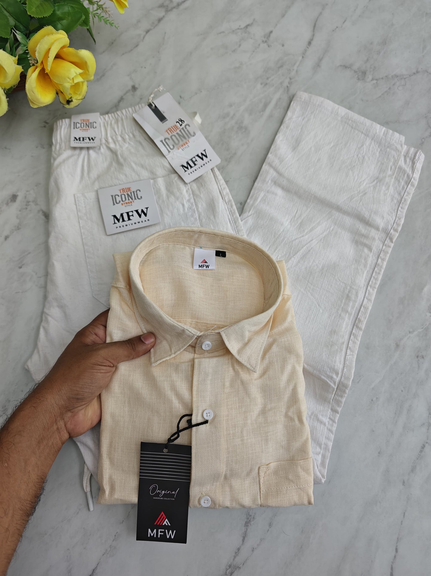 2 in 1 combo plain Lenin shirts + lenin relax fit pants combo buy @600 rs only