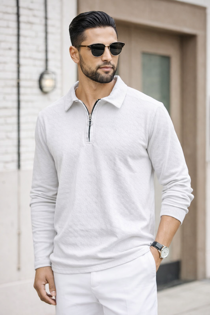 Men's  Full sleeve old money Zipper polo tshirt buy 3 pcs @499 and 1 pcs @199