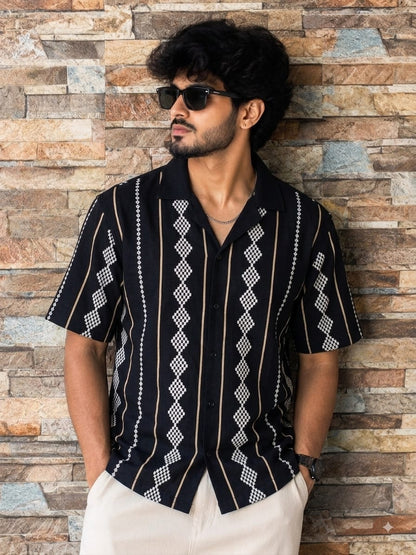 Cuban Collar Oversize Drop Shoulder Polo Designer printed Shirts buy @249