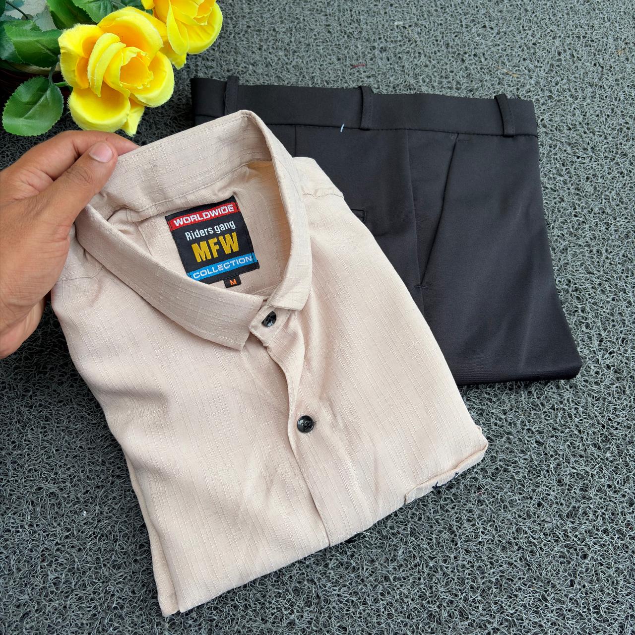 2  in 1 combo Plain Lenin Shirts + Shining Polo fit pants combo buy @600 only