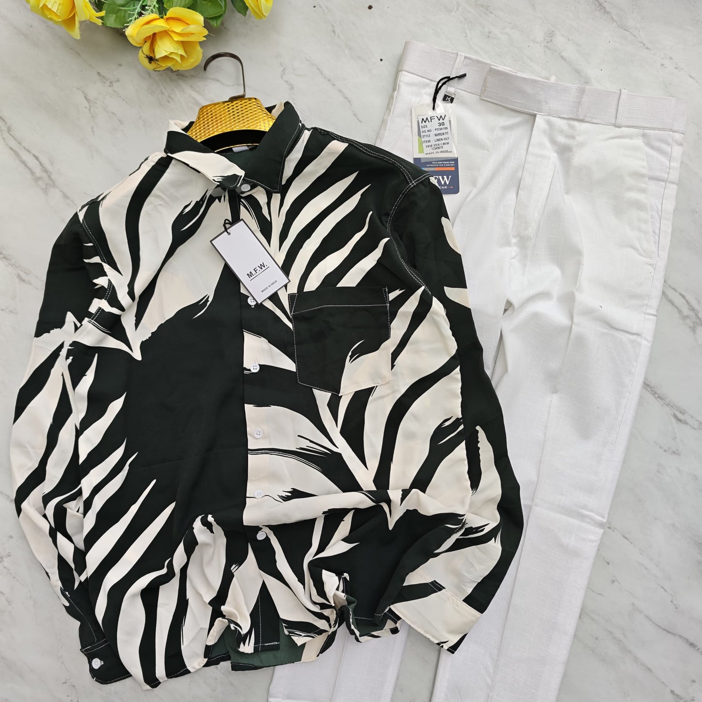 2 in 1 combo viscose printed shirts + lenin polo fit pants combo buy @600 rs only