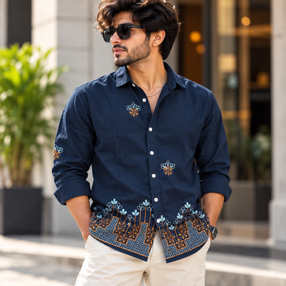Men's Full sleeve Viscose Bottom Embroidery Shirts single pcs @350 and Buy 3 pc combo @999