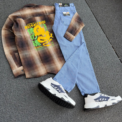 3 in 1 combo Double pocket Baggy shirts + mom fit jeans + shoe buy @999 only