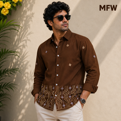Men's Full sleeve Lachka fabric Bottom Embroidery Shirts single pcs @350 and Buy 3 pc combo @999