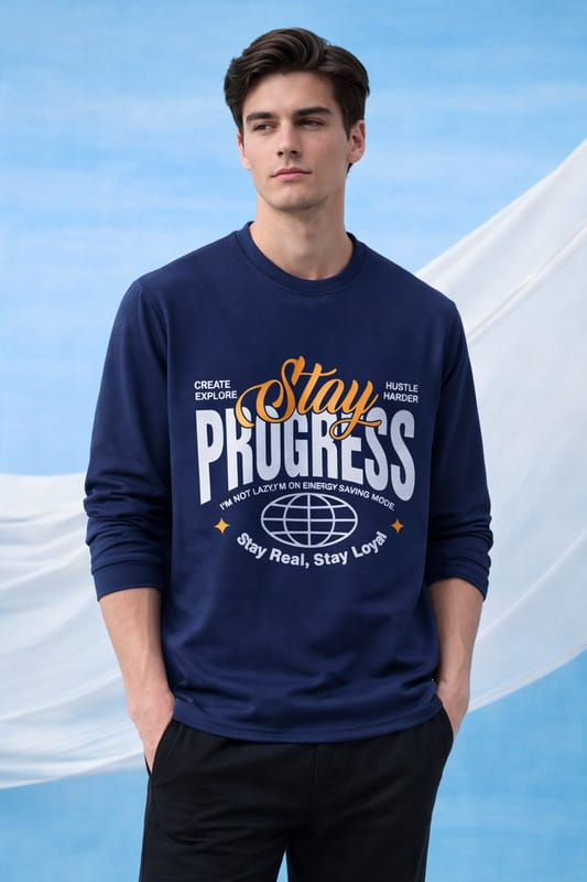 Round neck full sleeve tshirt buy 3 pcs @499 and 1 pcs @199 (navy)