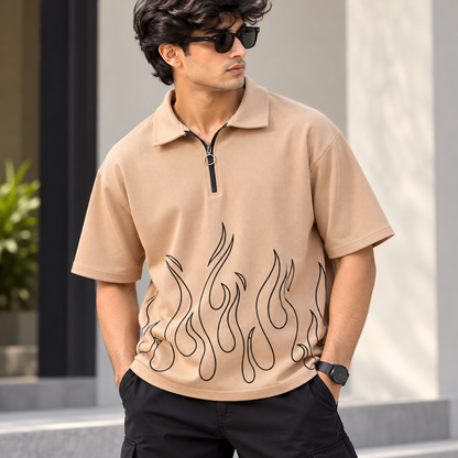 Mfw Drop shoulder zipper Tshirt 1 pc @199 and 3 pcs @ 499