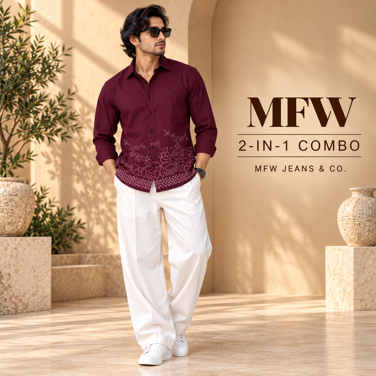 2 in 1 combo MFW bottom printed shirts + korean Baggy pants buy @600 rs only