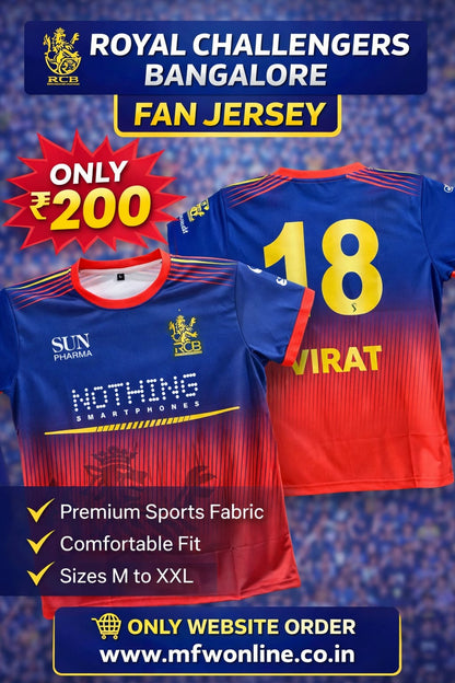 Round neck Half sleeve RCB ipl jersey buy @200 rs only