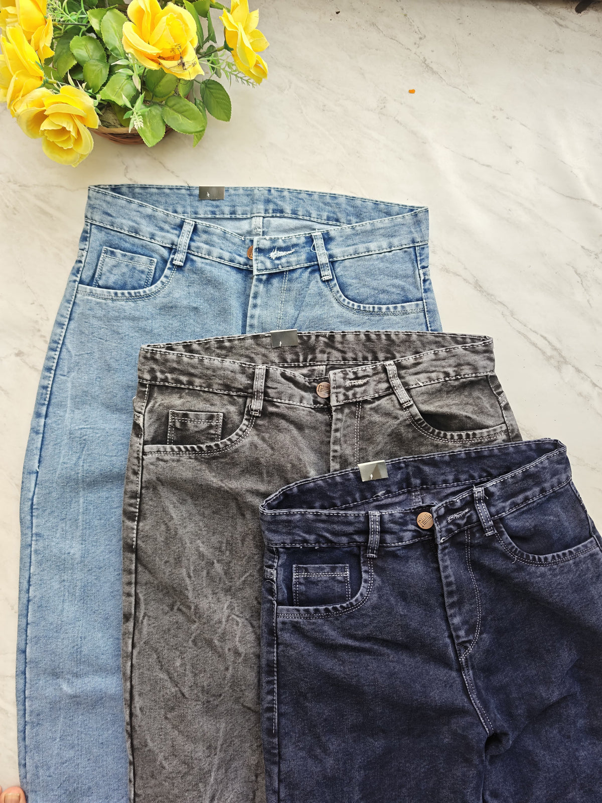 3 in 1 Combo men's Straight fit jeans jeans pants buy @999 only [Grey shade,Dark blue ,ice blue ]