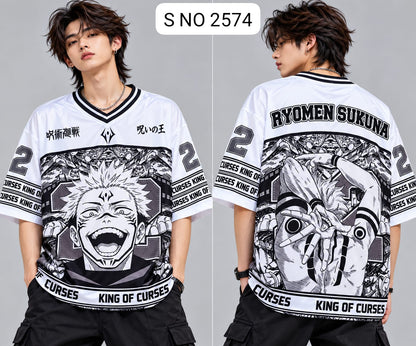 V-Neck Rib type anime printed jersey tshirts buy@250 rs only