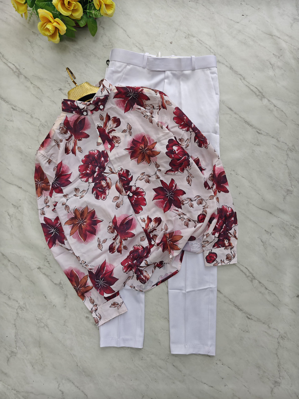 2 in 1 combo MFW viscose printed shirts + Twill fabric polo fit pant buy @600 rs only