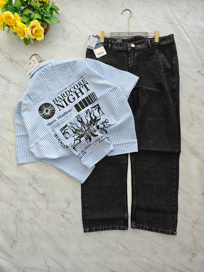 2 in 1 Combo Boxy baggy back printed shirts + Baggy jeans pant buy @600 rs