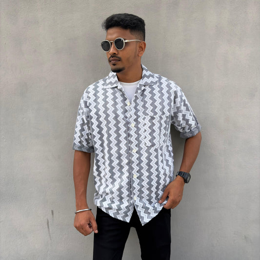 Mfw Net Fabric Cuban collar Drop shoulder shirts 1 pc @199 and 3 pcs @ 499